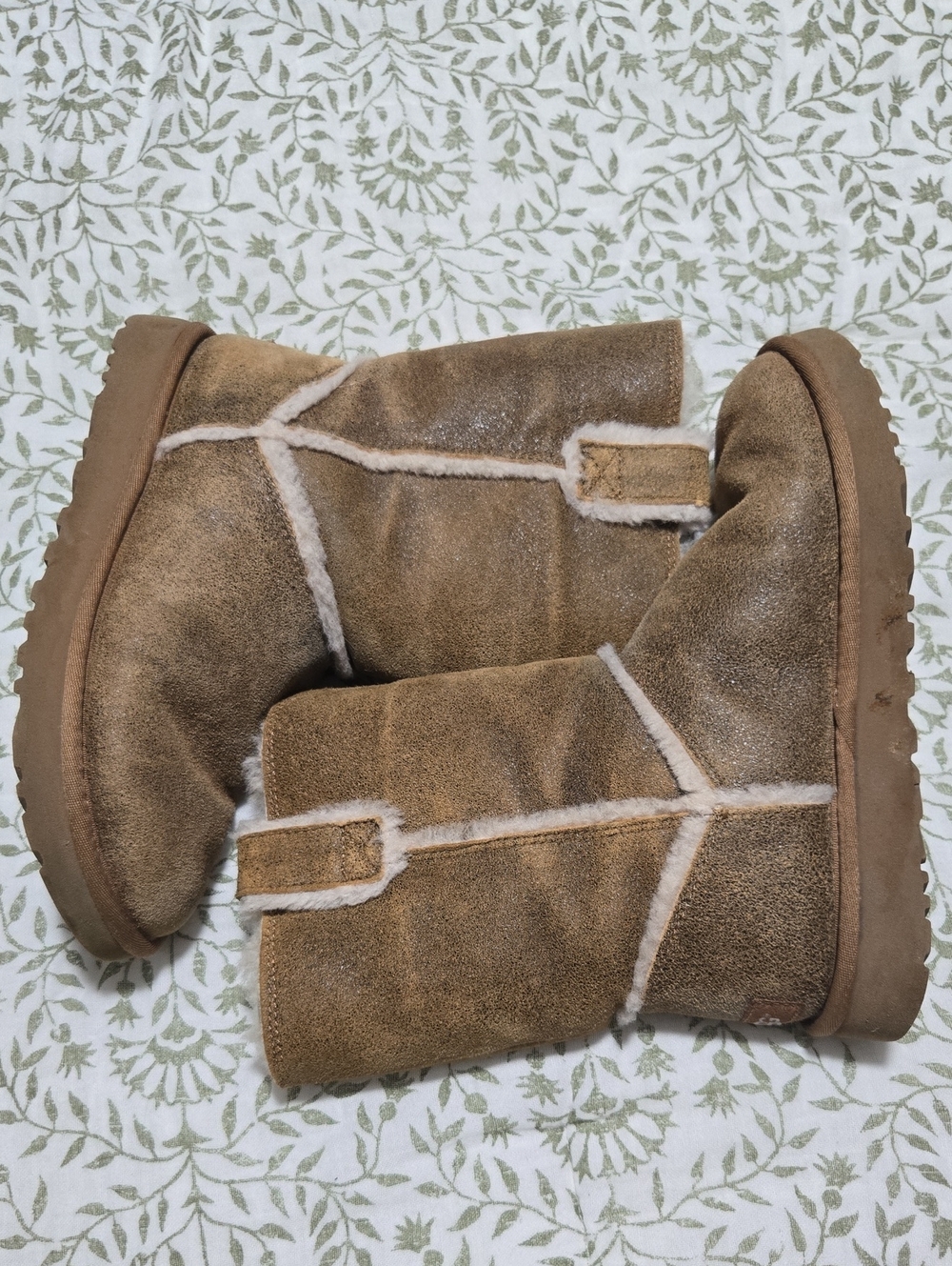 UGG Chestnut Suede Shearling-Trim Winter Boots
